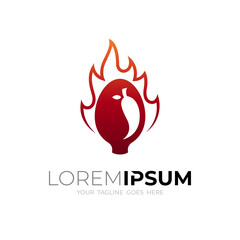 Spicy logo and hot food logo template, red logo