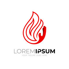 Hand logo with fire design template, simple icon