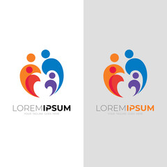 Abstract family logo with colorful design template, charity icon