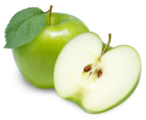 Fresh Green Apple Isolated on White Background, Green apples isolated on white background with clipping path