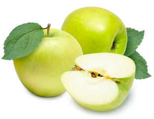 Fresh Green Apple Isolated on White Background, Japanese Green Orin Apple isolated on white background.