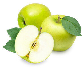 Fresh Green Apple Isolated on White Background, Japanese Green Orin Apple isolated on white background.