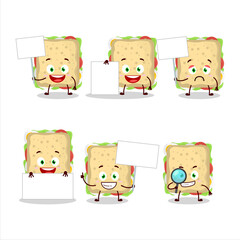 Sandwich cartoon in character bring information board
