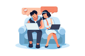 Customer give online review on mobile application concept