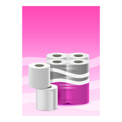 Toilet Paper Creative Promotional Poster Vector. Toilet Paper Blank Packaging Advertising Banner. Wc Or Restroom Hygienic Sanitary Accessory Rolls Stylish Concept Template Illustration