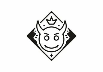 Black color of devil head emotion line art illustration