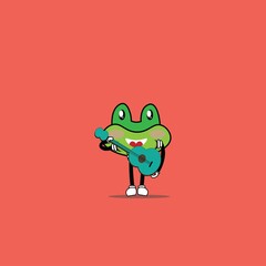 cute frog cartoon mascot