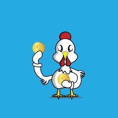 cute chicken cartoon mascot 