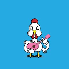 cute chicken cartoon mascot 