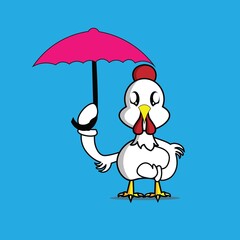 cute chicken cartoon mascot 