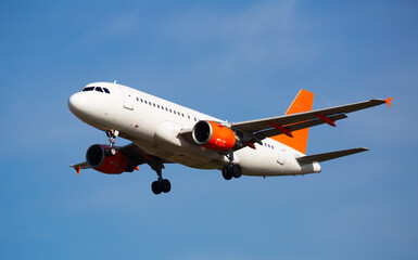 Obraz premium Landing passenger plane at the airport