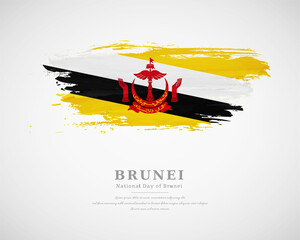 Happy national day of Brunei with artistic watercolor country flag background