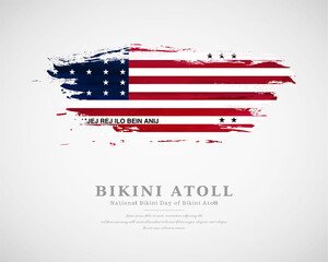 Happy national bikini day of Bikini Atoll with artistic watercolor country flag background
