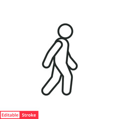 Walk line icon. Simple outline style. Pedestrian, man, pictogram, human, side, walkway concept symbol. Vector illustration isolated on white background. Editable stroke EPS 10.