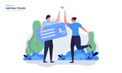 Add new friends illustration for social network concept
