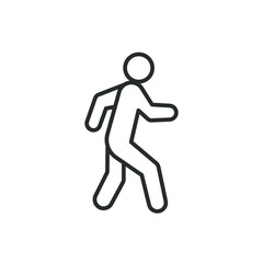 Walk line icon. Simple outline style. Pedestrian, man, pictogram, human, side, walkway concept symbol. Vector illustration isolated on white background. EPS 10.