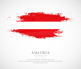 Abstract watercolor brush stroke flag for national day of Austria