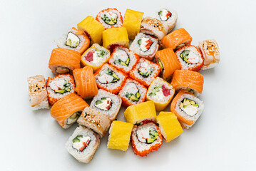 fresh sushi on the white background