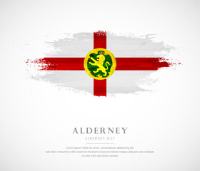 Abstract watercolor brush stroke flag for alderney day