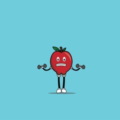 cute apple cartoon mascot