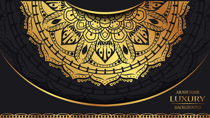 luxury ornamental mandala design background in gold color. ornament elegant invitation wedding card , invite ,Arabesque Pattern, Islamic, backdrop cover banner illustration vector design
