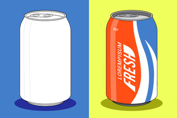 soda aluminum bottle can icon in flat style vector illustration