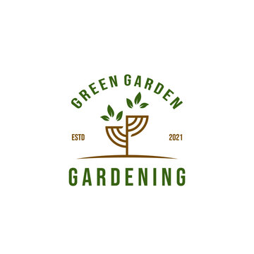 green garden logo template vector illustration design