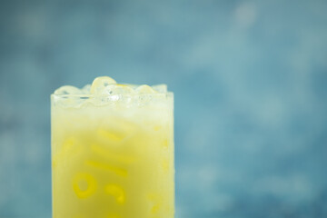 A glass of milk curd with ice