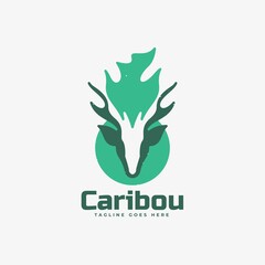 Vector Logo Illustration Caribou Color Mascot Style.