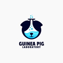 Vector Logo Illustration Guinea Pig Negative space Style.