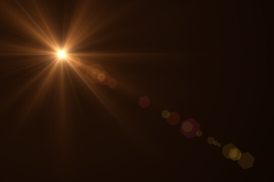 Natural, lens flare on the black background