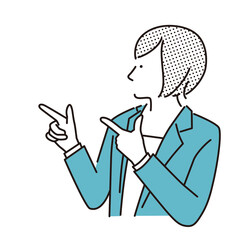 シンプル　イラスト　指差しポーズをする女性