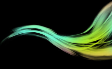 黒の背景にビビッドなカラーの煙。抽象的なテクスチャ。オーロラ。