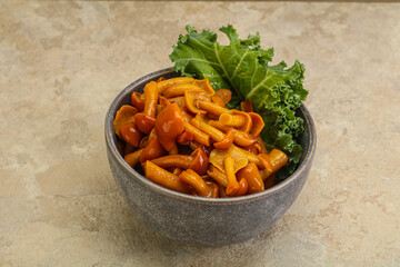 Marinated mushroom - honey agaric in the bowl