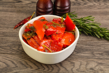 Tasty marinated red bell pepper