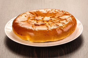 Tasty hot baked round pie