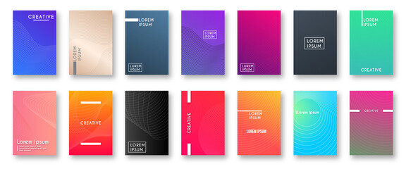 Simple Modern Covers Template Design. Set of Minimal Geometric wave line Gradients for Presentation, Magazines, Flyers, Annual Reports, Posters and Business Cards.	