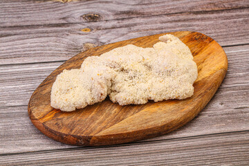 Raw meat schnitzel for roast