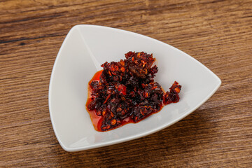 Fried chili pepper sauce with oil