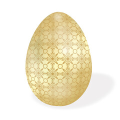 Colorful Easter egg close-up on white background. 3d rendering. A sample for a festive coloring book.