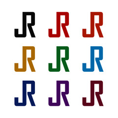 JR letter design logo isolated on white background