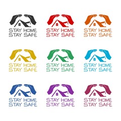 Stay at home icon isolated on white background color set