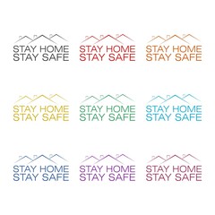 Stay at home icon isolated on white background color set