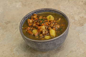 Lentil soup with chicken and vegetables