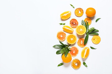 Sweet oranges on white background