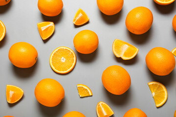 Fresh oranges on light background