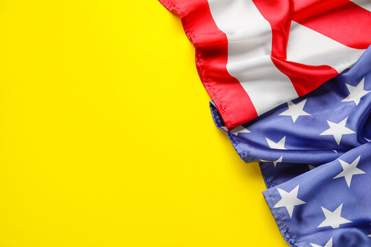 USA flag on color background