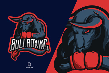 boxing bull mascot logo illustration