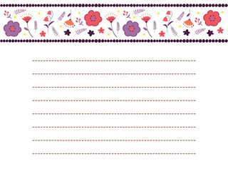 ピンクと紫のお花のお手紙フレーム東欧風