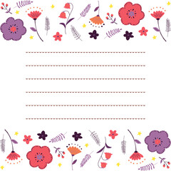 ピンクと紫のお花のお手紙フレーム東欧風